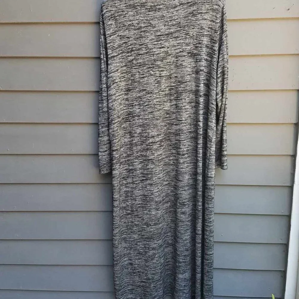 Worthington Maxi Black Gray Marled Open Front Cardigan size OX
